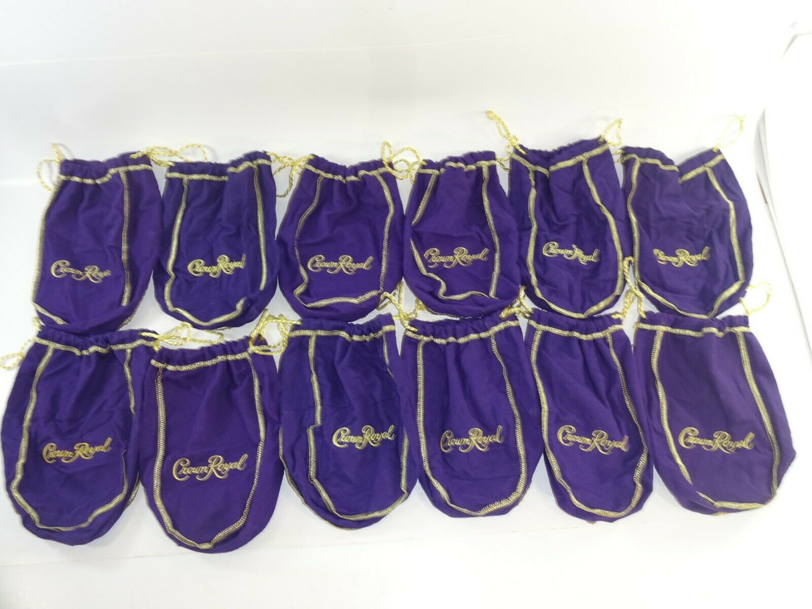 Lot Of 12 Crown Royal 750ml / 1 Liter Med Size Purple Drawstring Bags 8-9"