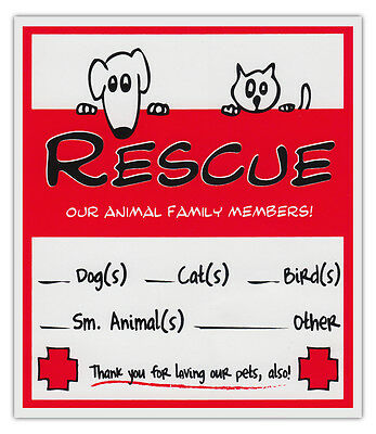2-pack Pet Rescue Alert To Fire Department | Window Stickers Decals Dogs Cats