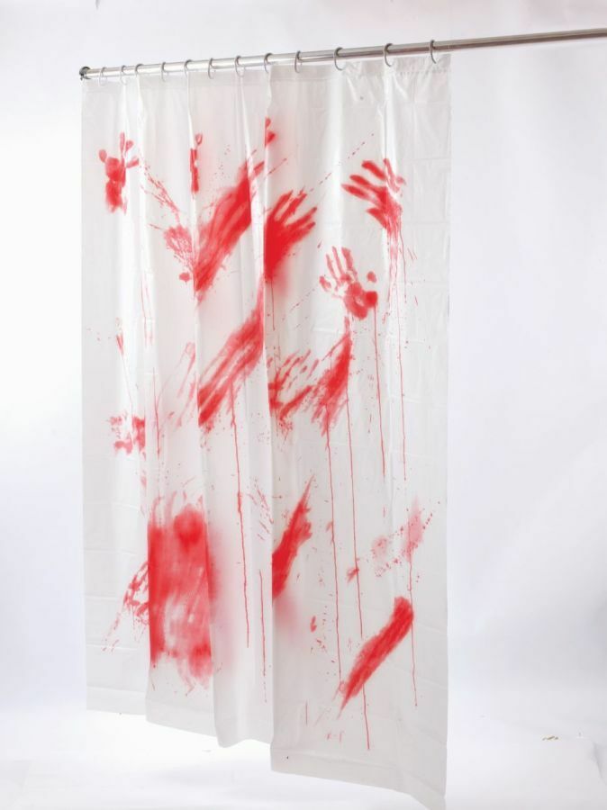Bloody Shower Curtain Scary Horror Psycho Motel Crime Scene Bathroom Decor