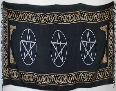 Three Pentagram Altar Cloth 21" X 72" Wicca Wiccan Pentacle Pagan