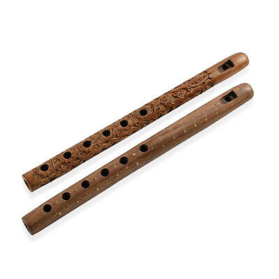 Beautiful Traditonal Musical Instrument Set Of 2 Handcrafted Wooden Flutes